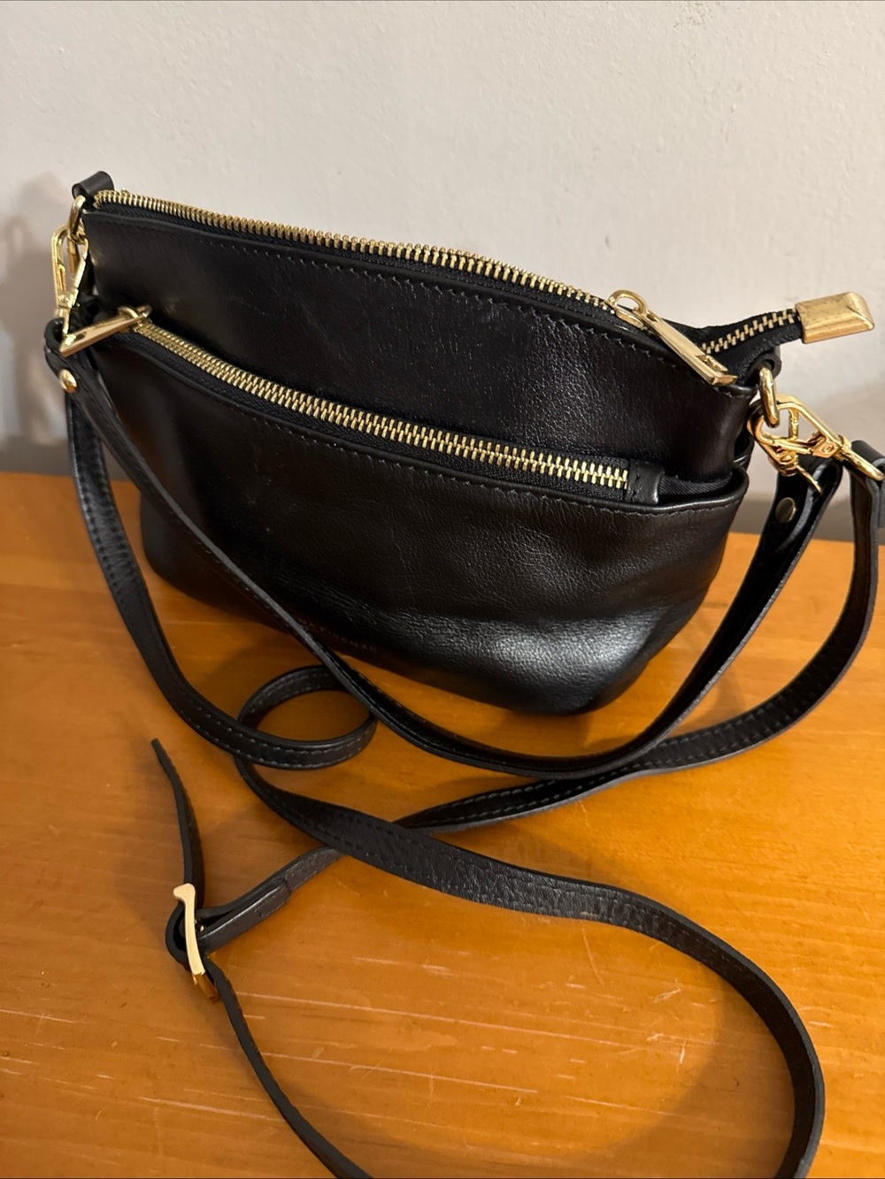 Divina Firenze Italy LILLA Black Pebbled Leather Crossbody Shoulder Bag